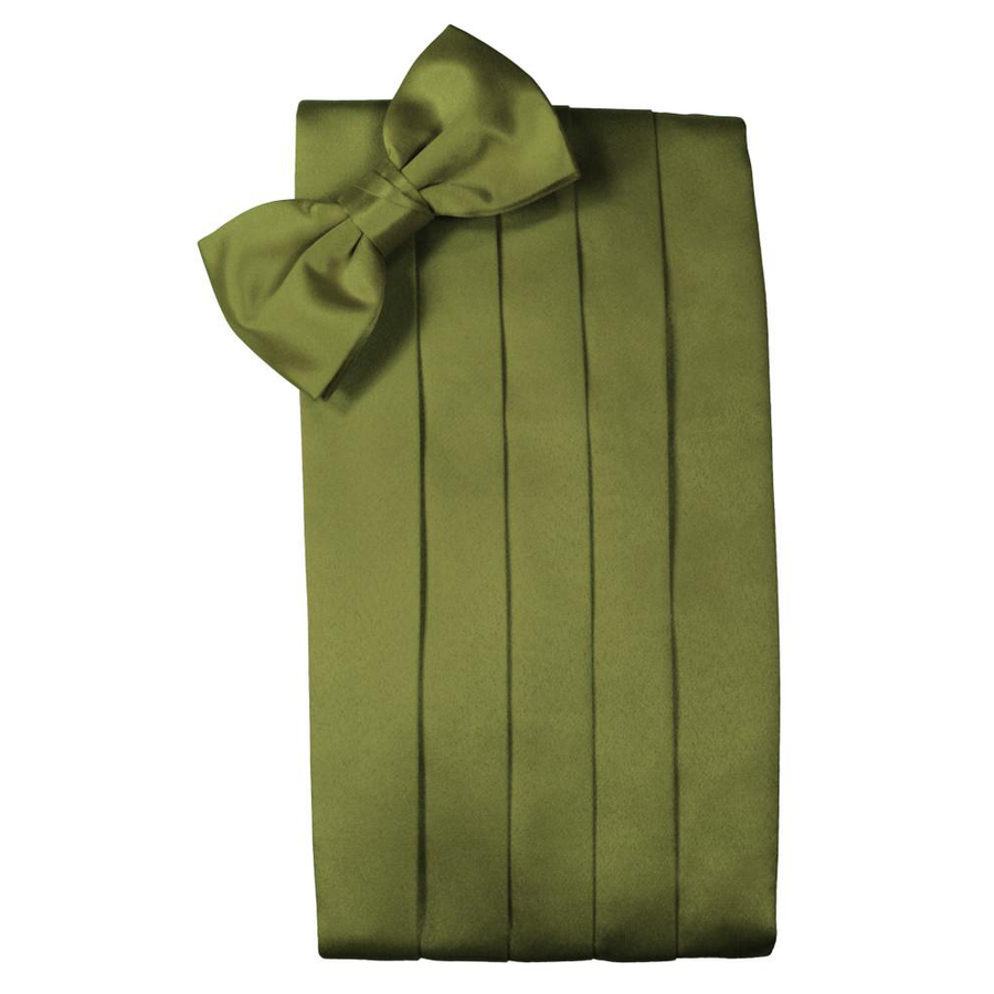 Mens Moss Premier Satin Bow Tie and Cummerbund Set