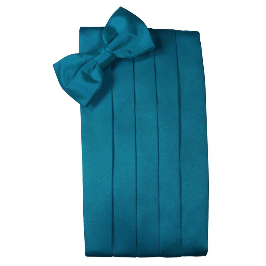 Mens Oasis Blue Premier Satin Bow Tie and Cummerbund Set