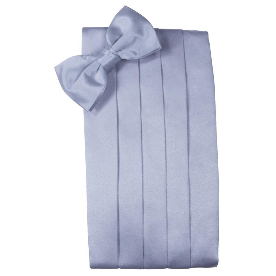 Mens Periwinkle Satin Bow Tie and Cummerbund Set