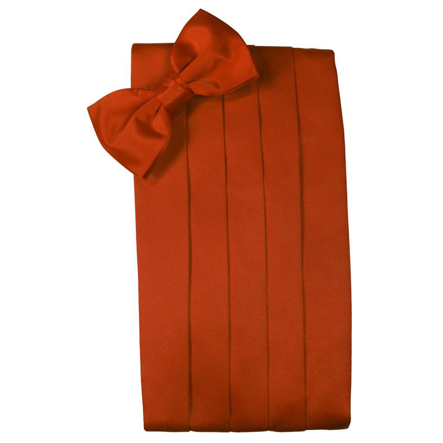 Mens Persimmon Satin Bow Tie and Cummerbund Set