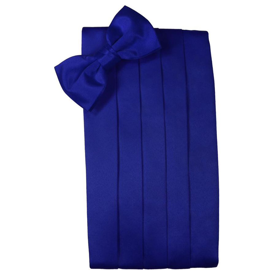 Mens Royal Blue Premier Satin Bow Tie and Cummerbund Set