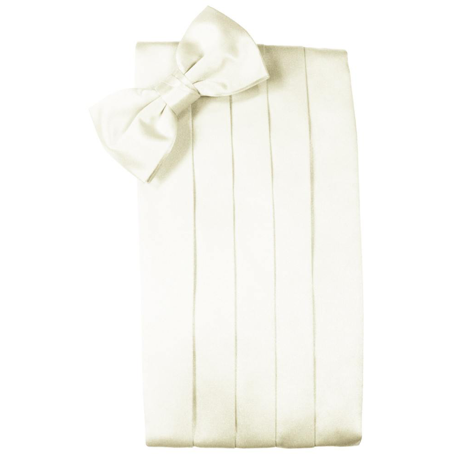 Mens Ivory Silk and Bow Tie and Cummerbund Set