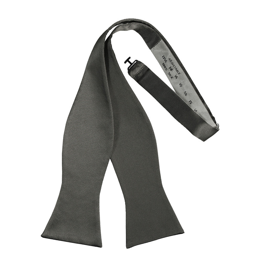 Mens Silk Silver Self Tie Bow Tie