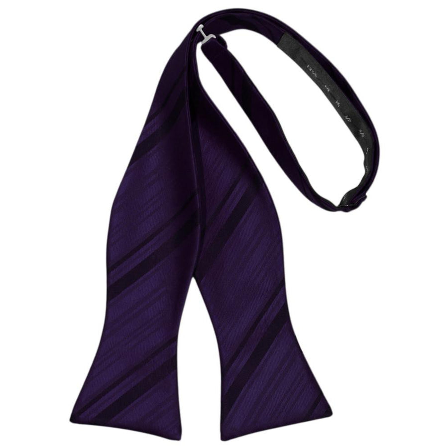 Mens Striped Satin Amethyst Self Tie Bow Tie