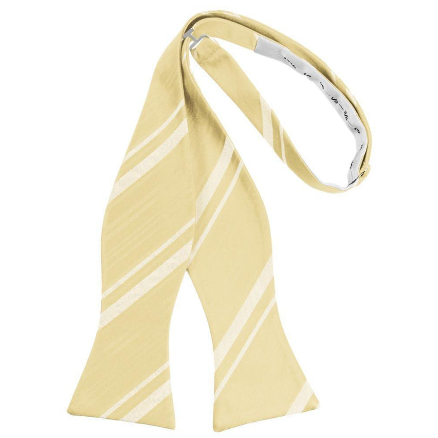 Mens Striped Satin Banana Self Tie Bow Tie