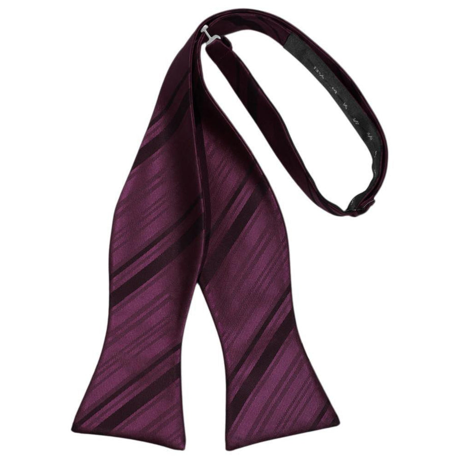 Mens Striped Satin Berry Self Tie Bow Tie