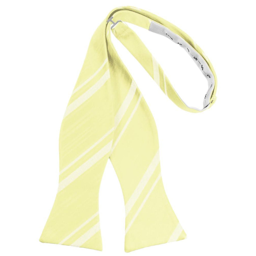 Mens Striped Satin Canary Self Tie Bow Tie