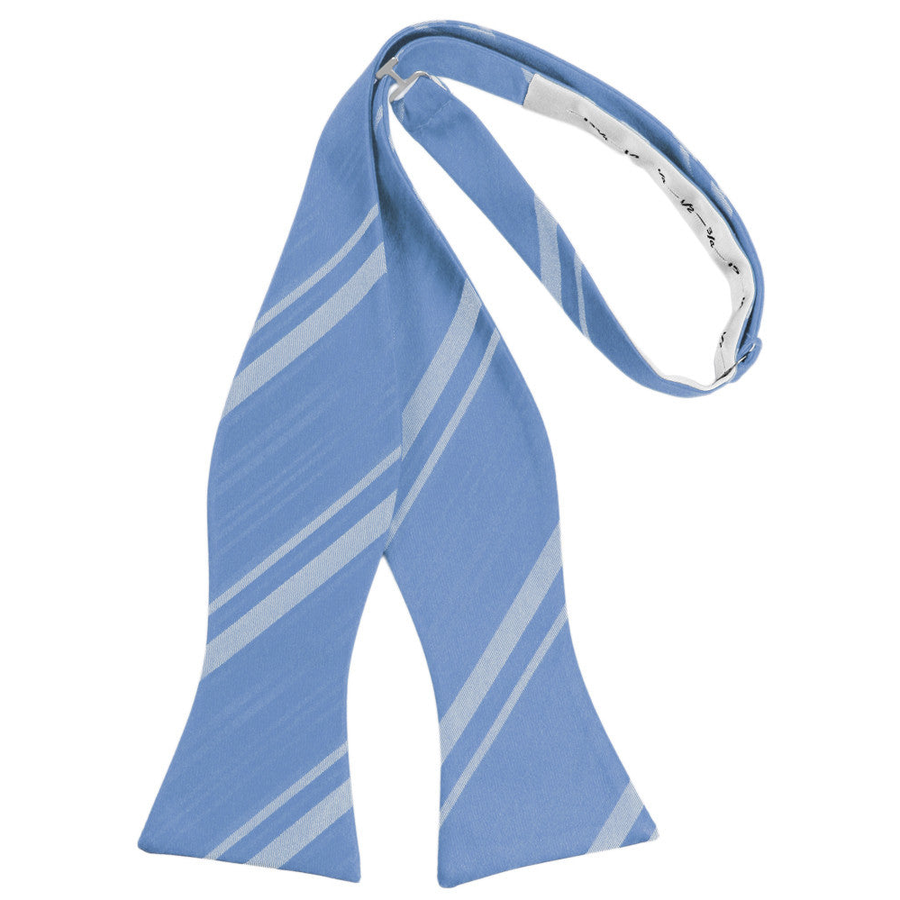 Mens Striped Satin Cornflower Self Tie Bow Tie