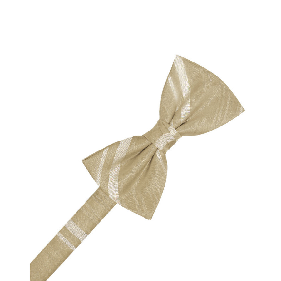 Mens Striped Satin Golden Formal Bow Tie