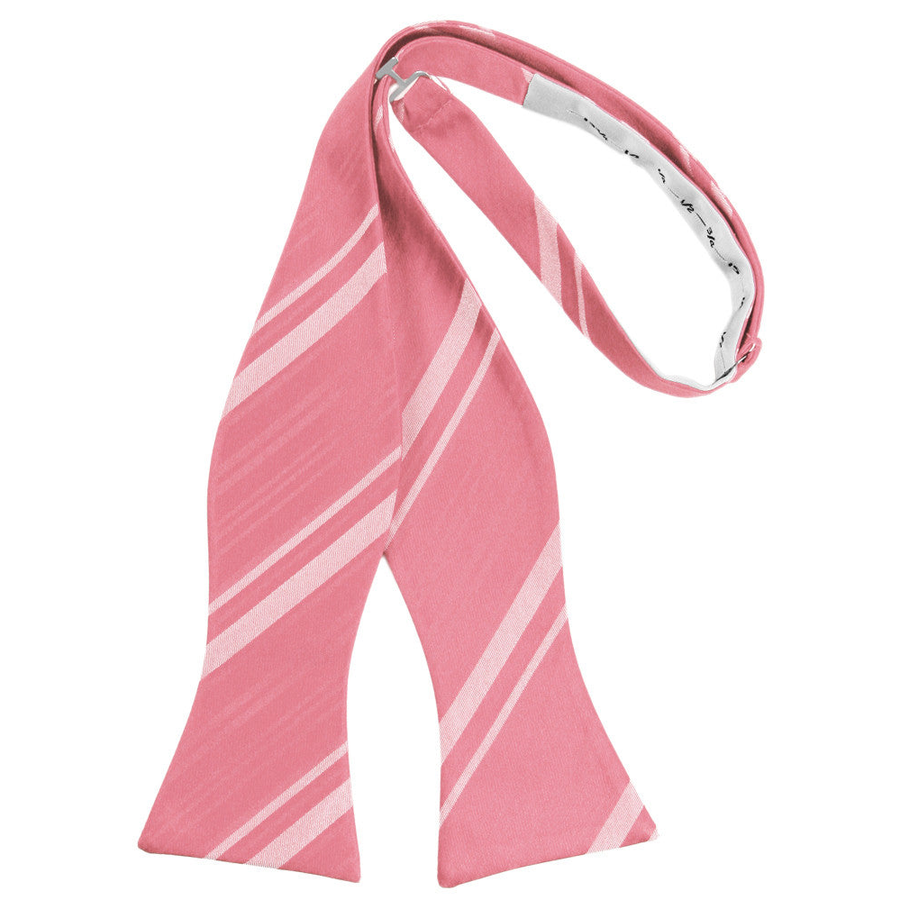 Mens Striped Satin Guava Self Tie Bow Tie