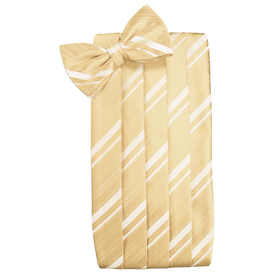 Mens Harvest Maize Striped Satin Bow Tie and Cummerbund Set