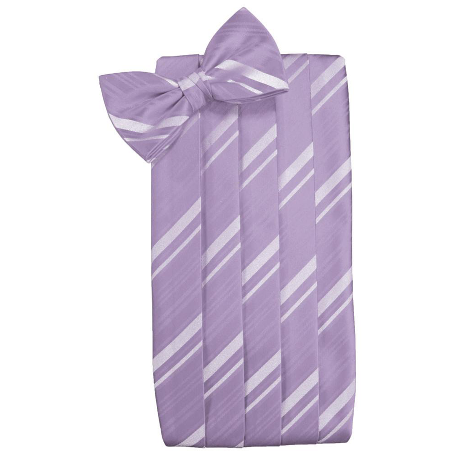 Mens Heather Striped Satin Bow Tie and Cummerbund Set
