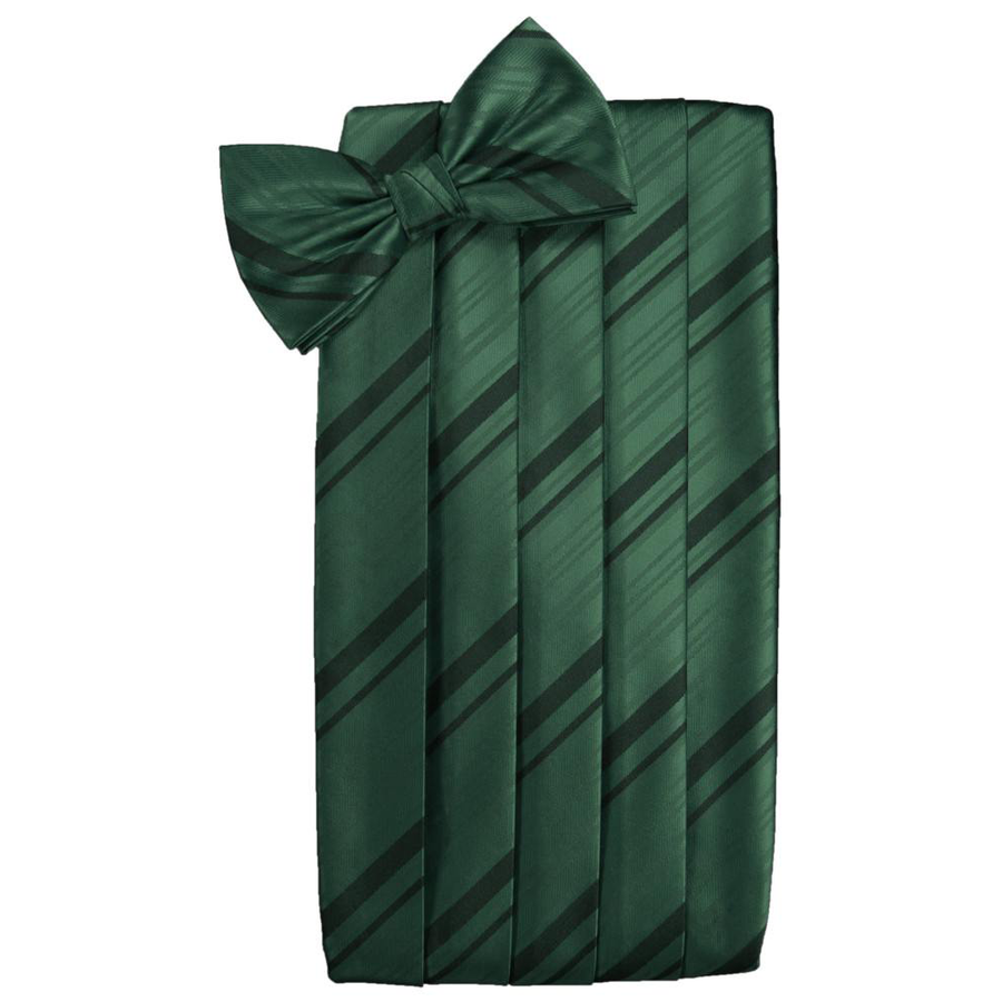 Mens Holly Striped Satin Bow Tie and Cummerbund Set