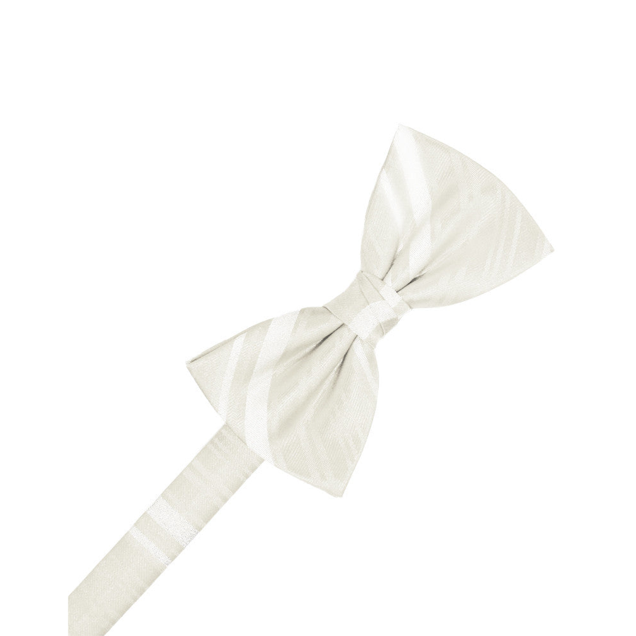 Mens Striped Satin Ivory Formal Bow Tie