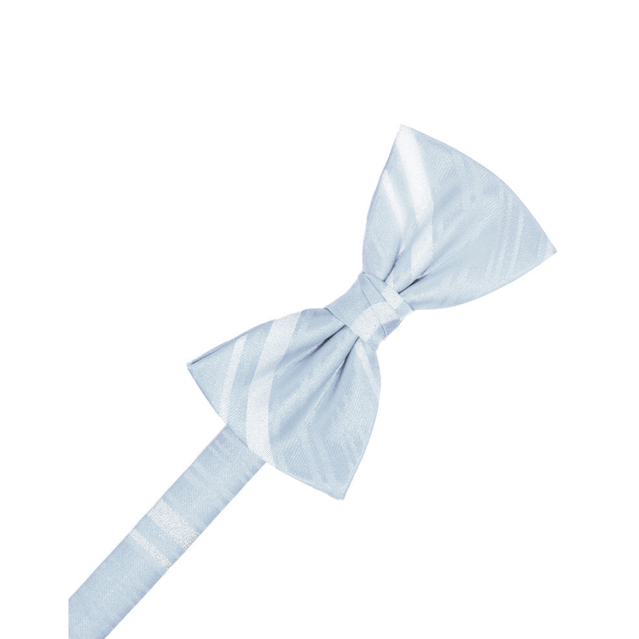 Mens Striped Satin Light Blue Formal Bow Tie