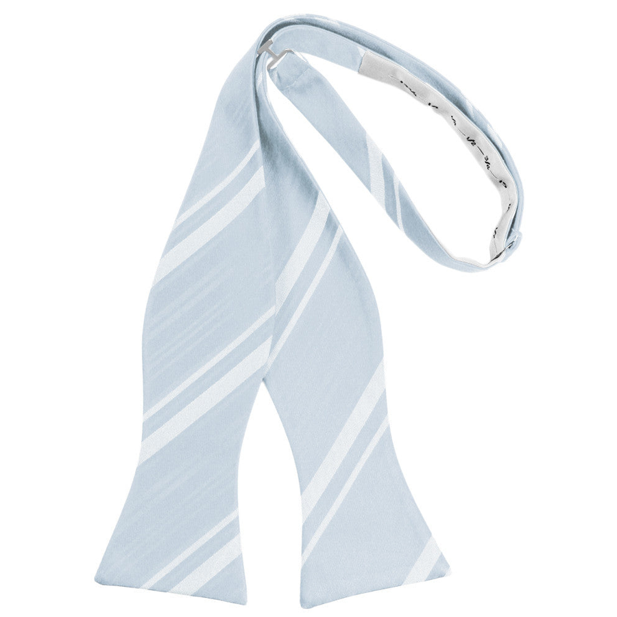 Mens Striped Satin Light Blue Self Tie Bow Tie