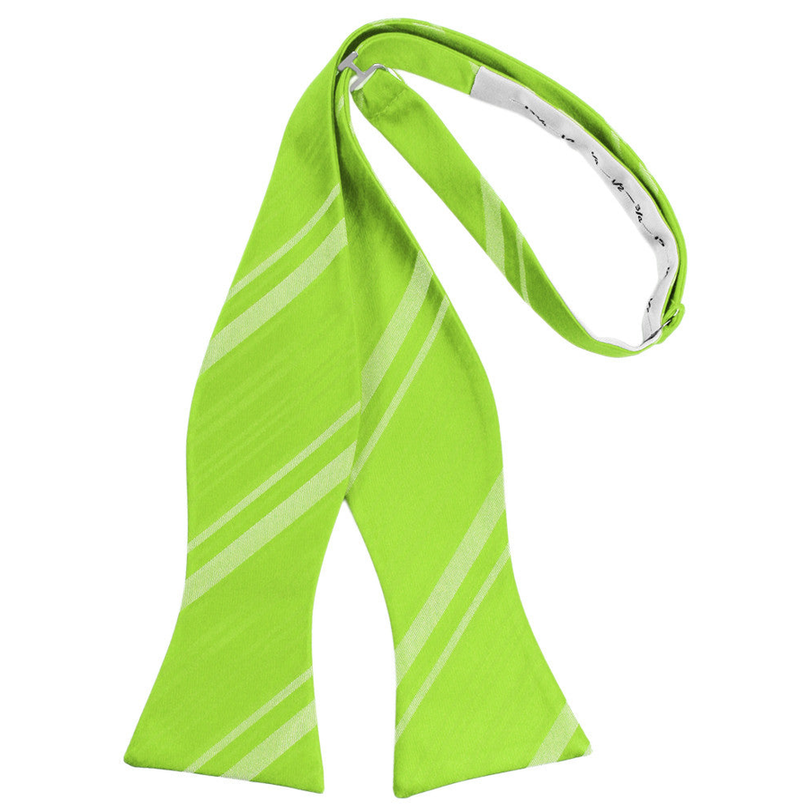 Mens Striped Satin Lime Self Tie Bow Tie