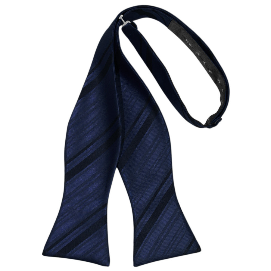 Mens Striped Satin Marine Self Tie Bow Tie