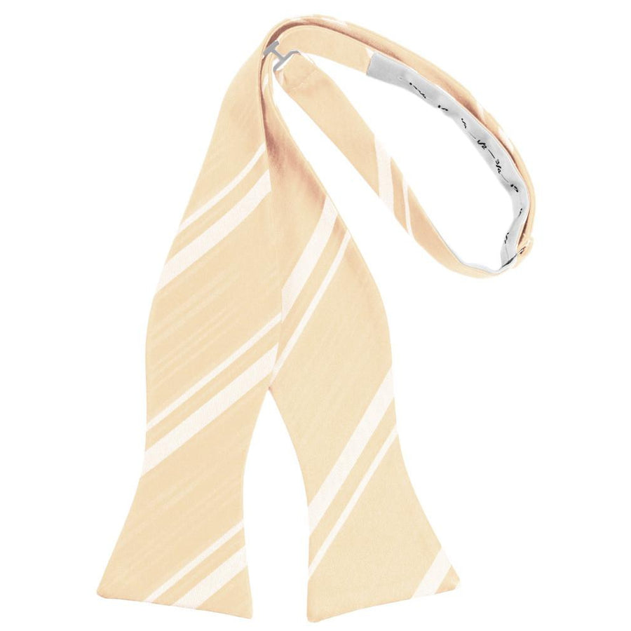 Mens Striped Satin Peach Self Tie Bow Tie