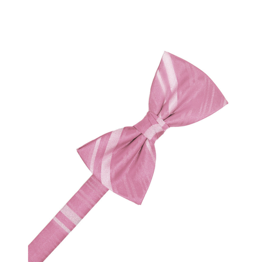 Mens Striped Satin Rose Petal Formal Bow Tie