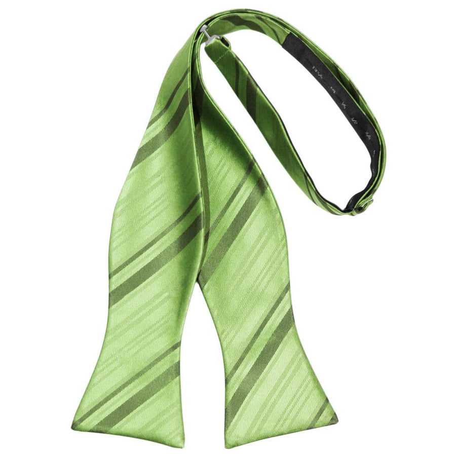 Mens Striped Satin Sage Self Tie Bow Tie