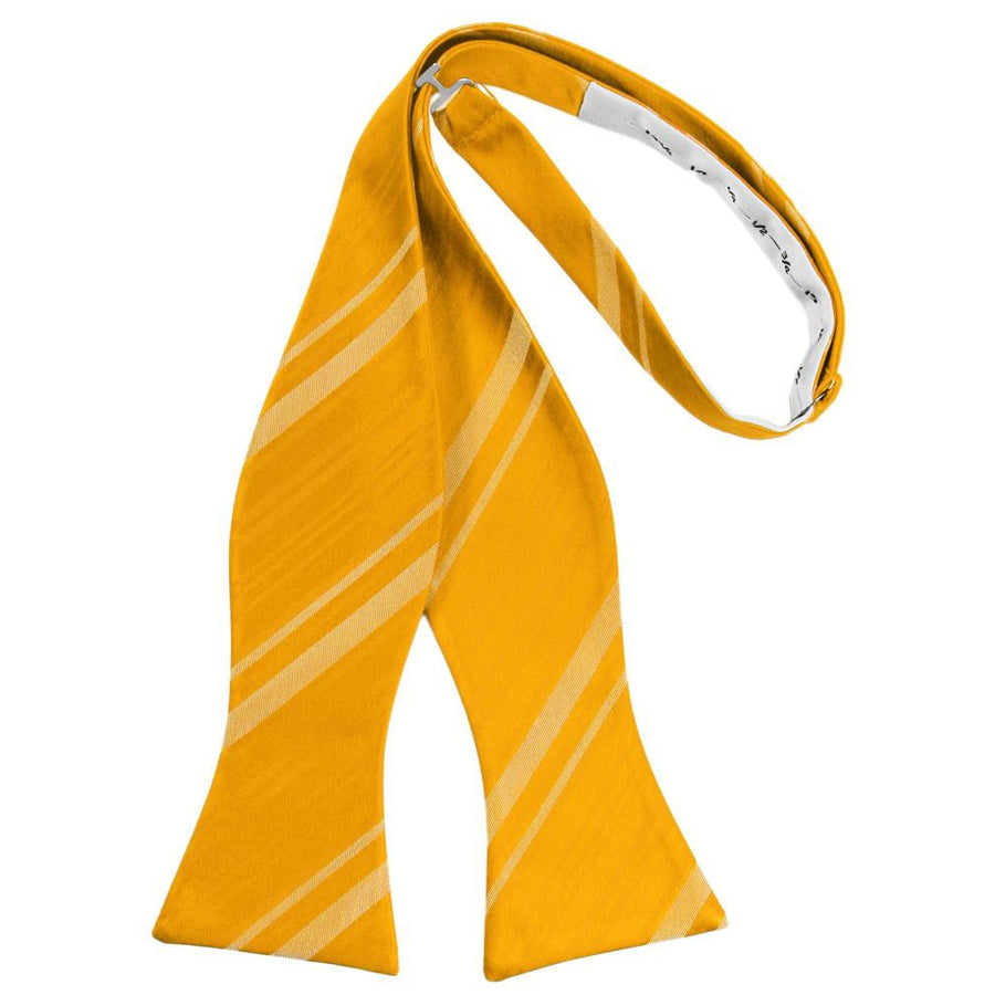 Mens Striped Satin Tangerine Self Tie Bow Tie