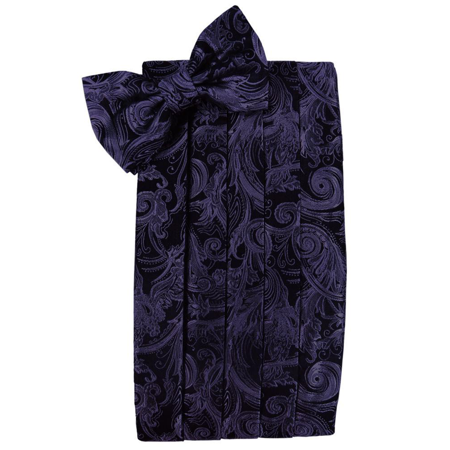 Mens Amethyst Tapestry Bow Tie and Cummerbund Set