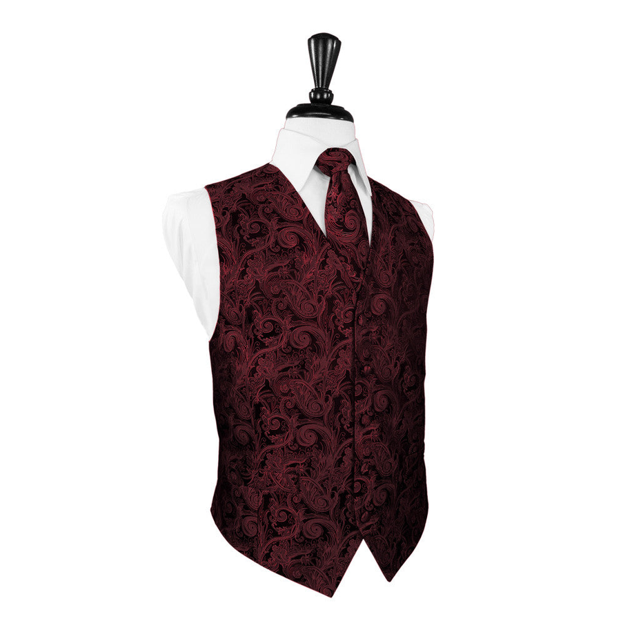Dress Form Displaying A Apple Tapestry Mens Wedding Vest With Tie