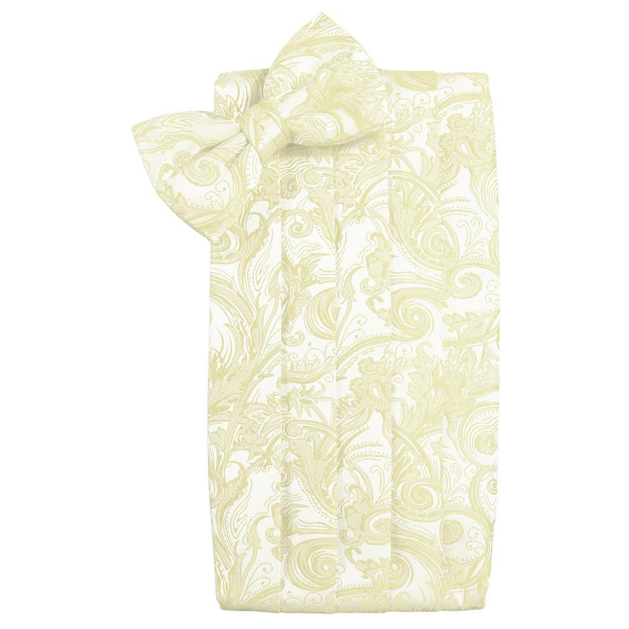 Mens Canary Tapestry Bow Tie and Cummerbund Set