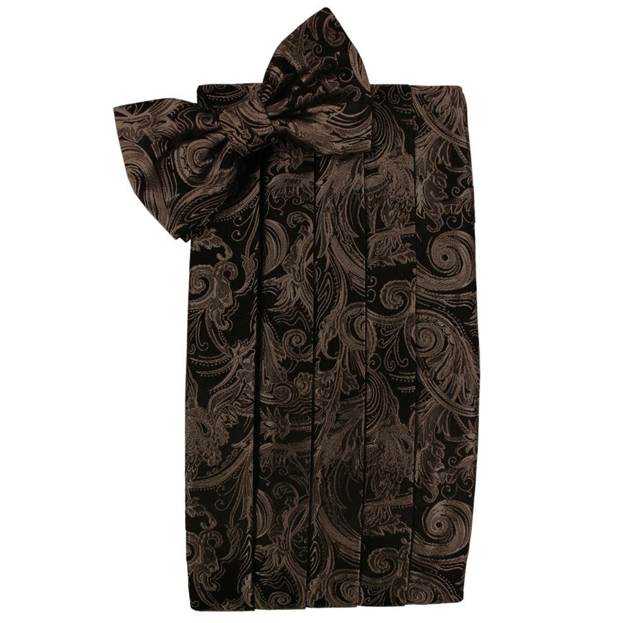 Mens Chocolate Tapestry Bow Tie and Cummerbund Set