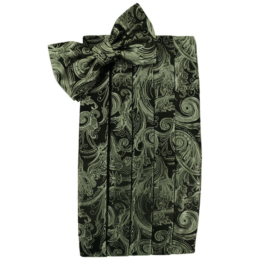 Mens Fern Tapestry Bow Tie and Cummerbund Set