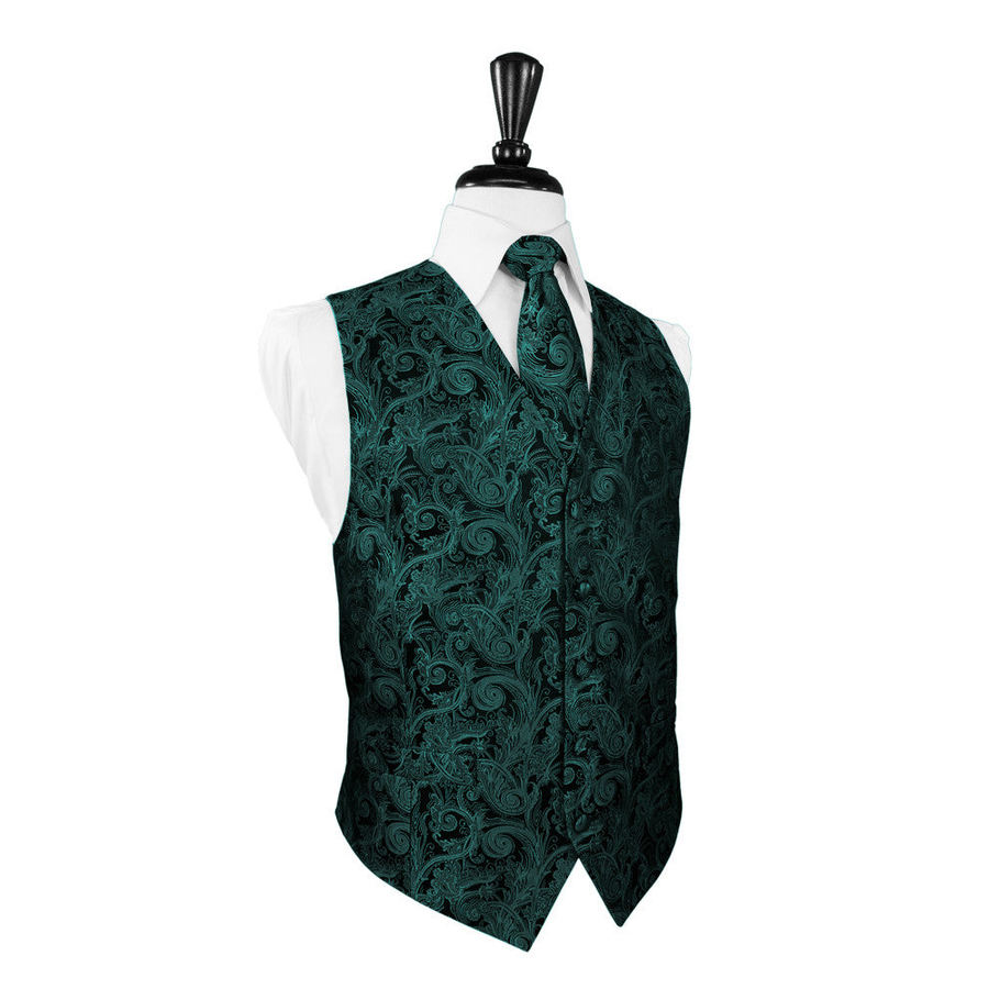 Dress Form Displaying A Oasis Tapestry Mens Wedding Vest With Tie