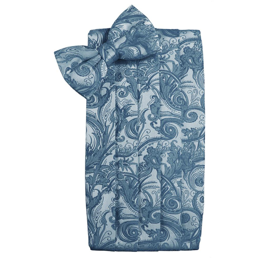 Mens Periwinkle Tapestry Bow Tie and Cummerbund Set