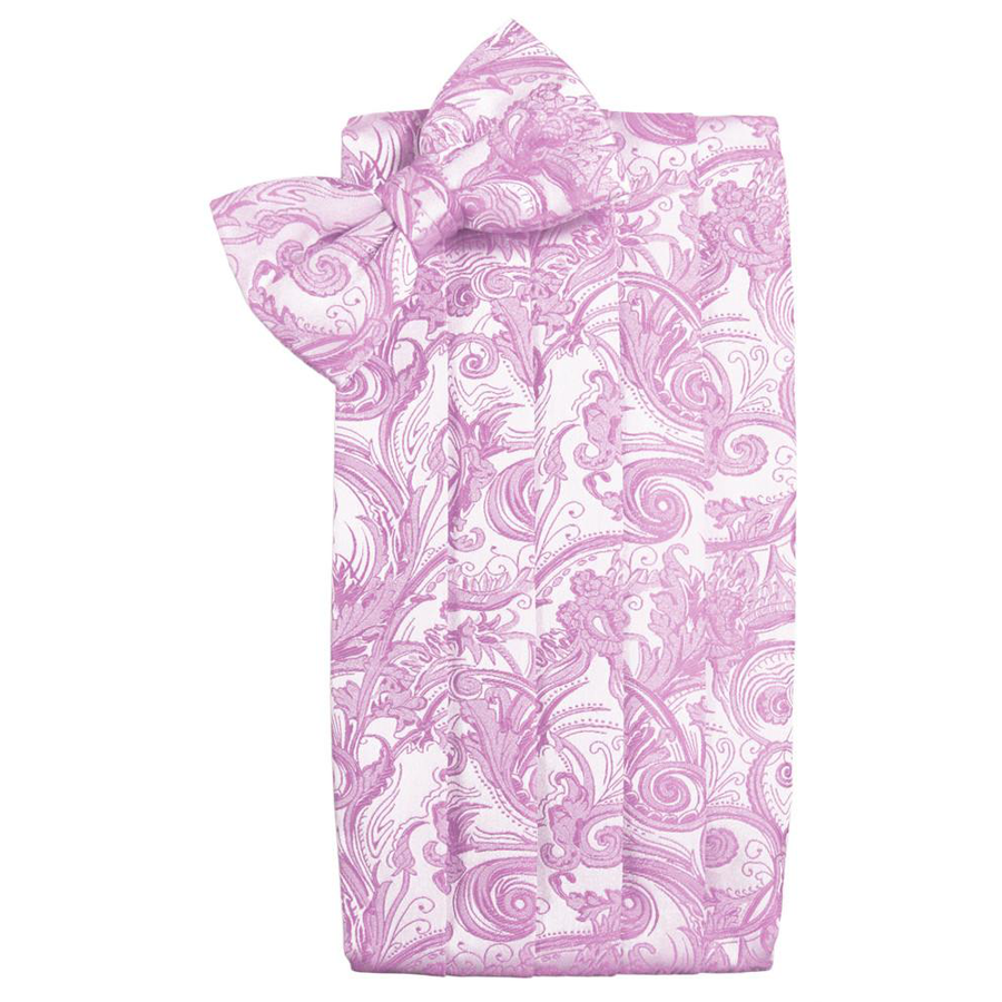 Mens Rose Petal Tapestry Bow Tie and Cummerbund Set