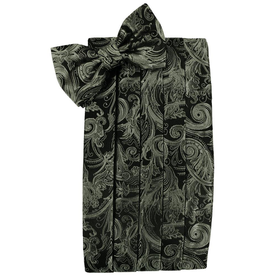 Mens Sage Tapestry Bow Tie and Cummerbund Set