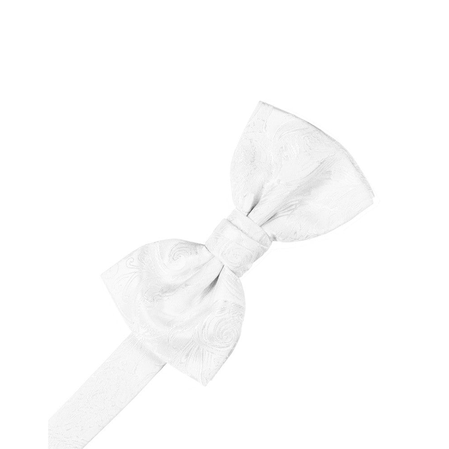 Mens Tapestry Silk White Pre Tied Bow Tie