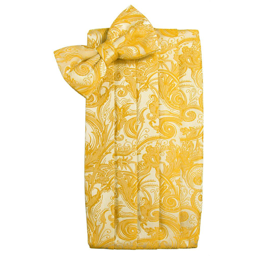 Mens Tangerine Tapestry Bow Tie and Cummerbund Set