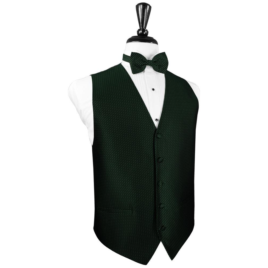 Dress Form Displaying A Hunter Green Venetian Mens Wedding Vest