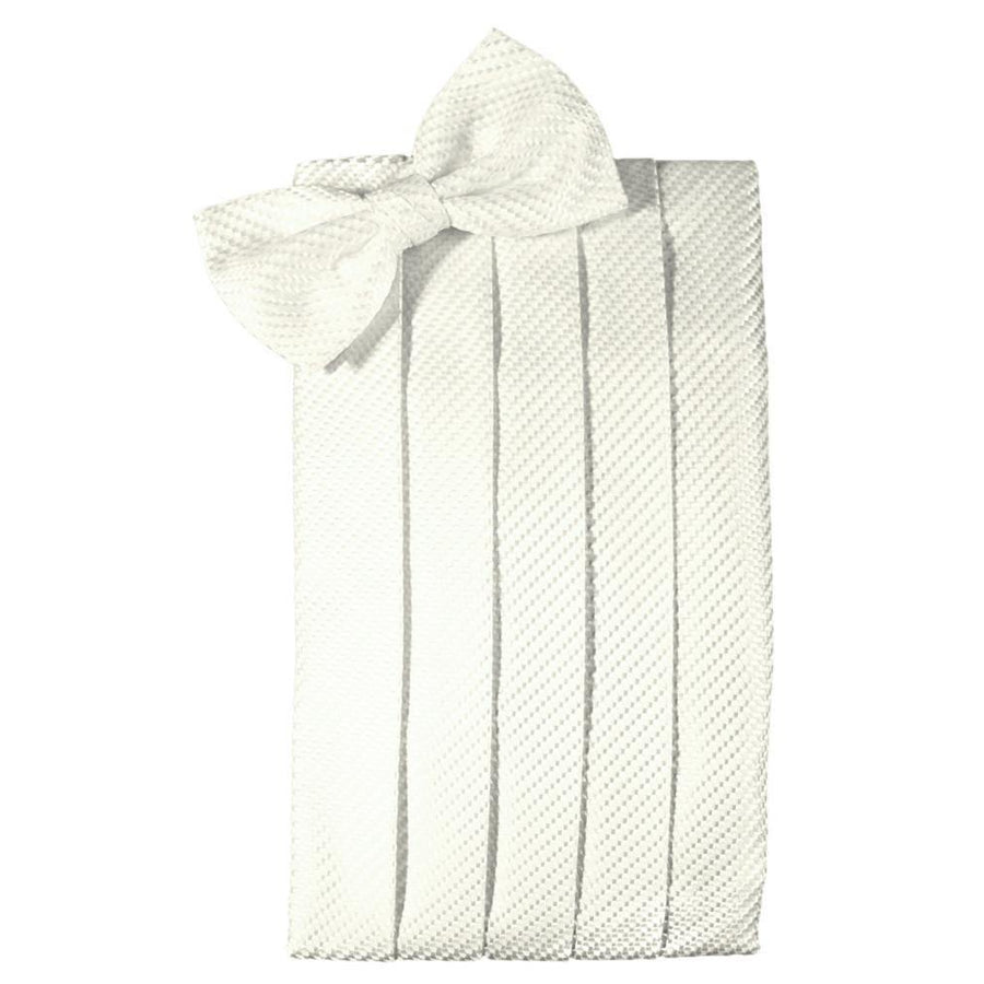 Mens Ivory Venetian Bow Tie and Cummerbund Set