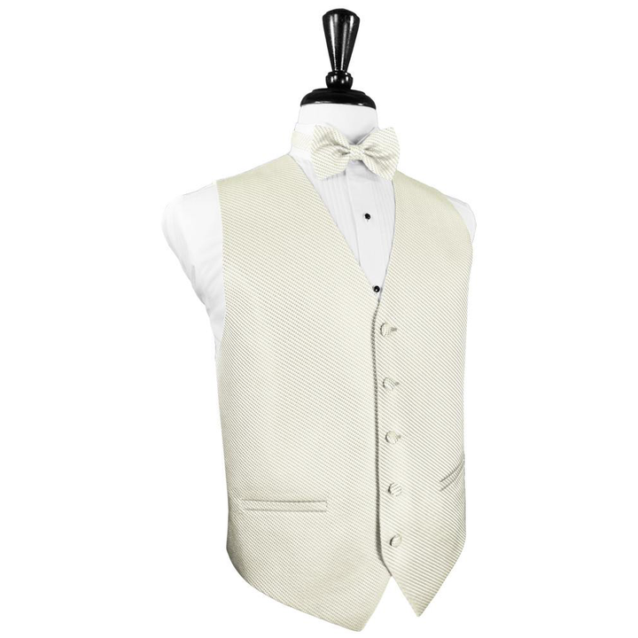 Dress Form Displaying A Ivory Venetian Mens Wedding Vest