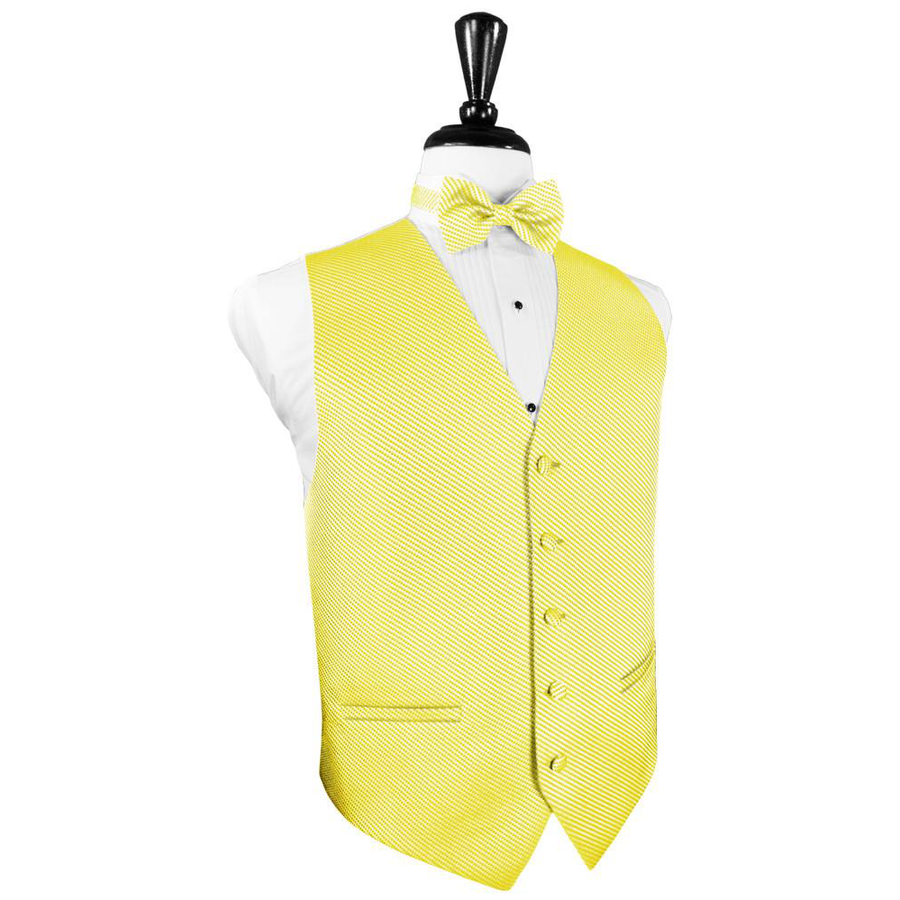 Dress Form Displaying A Lemon Venetian Mens Wedding Vest