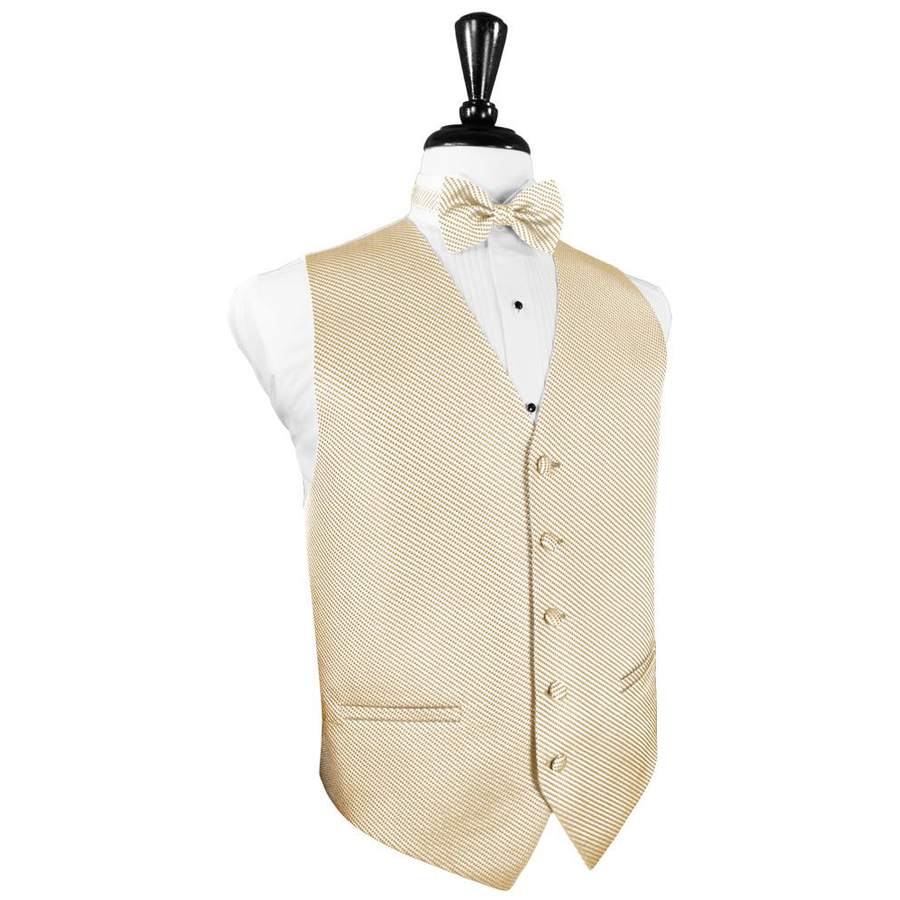 Dress Form Displaying A Light Champagne Venetian Mens Wedding Vest