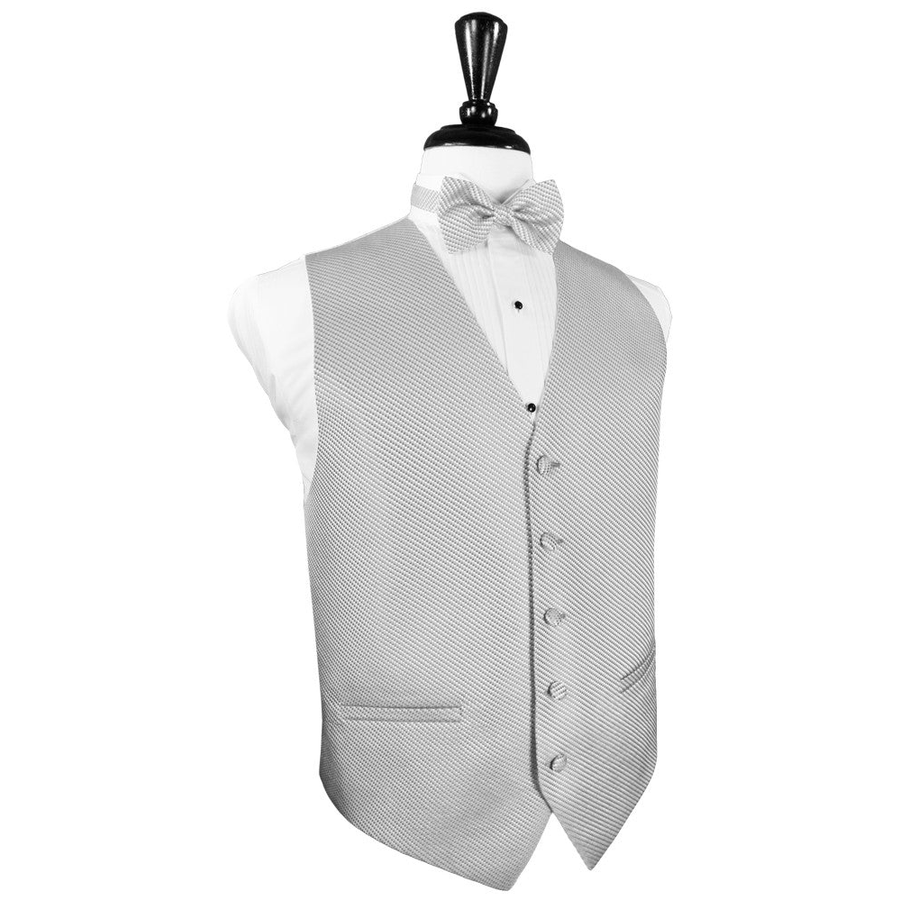 Dress Form Displaying A Silver Venetian Mens Wedding Vest
