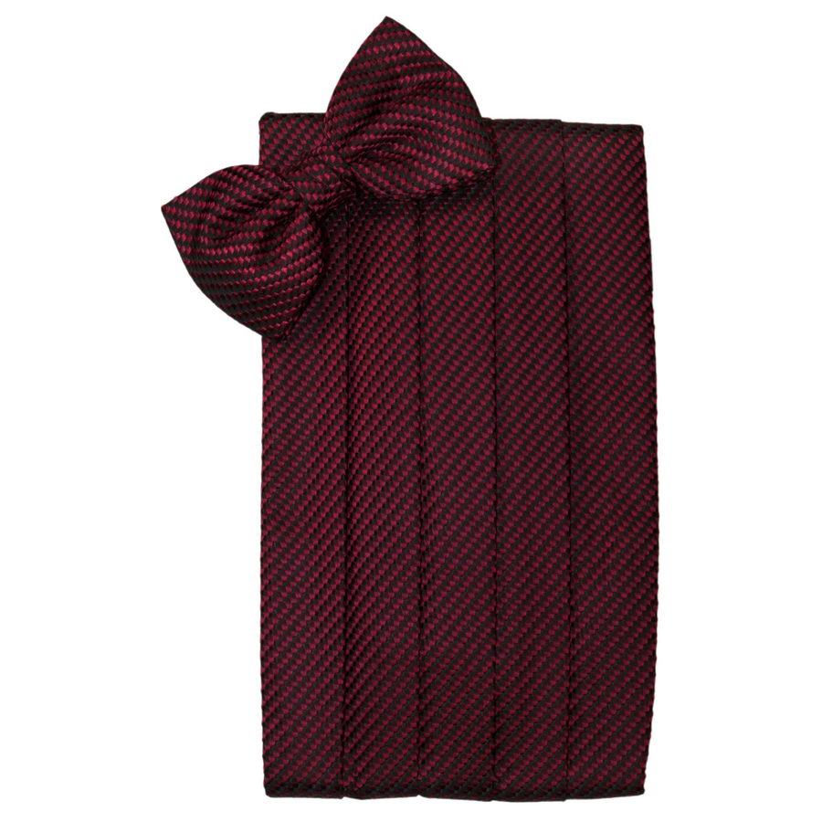 Mens Wine Venetian Bow Tie and Cummerbund Set